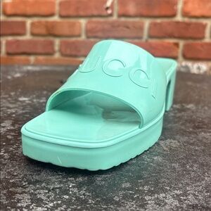 Gucci Women’s Mint Green Platform Slide Mules size 37